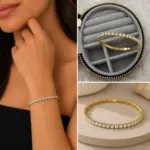 Lastikli Gold Tek Sıra Zirkon Taşlı Su Yolu Bileklik - Görsel 2