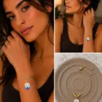 Deniz Temalı Mineli Gold Asansörlü Bileklik