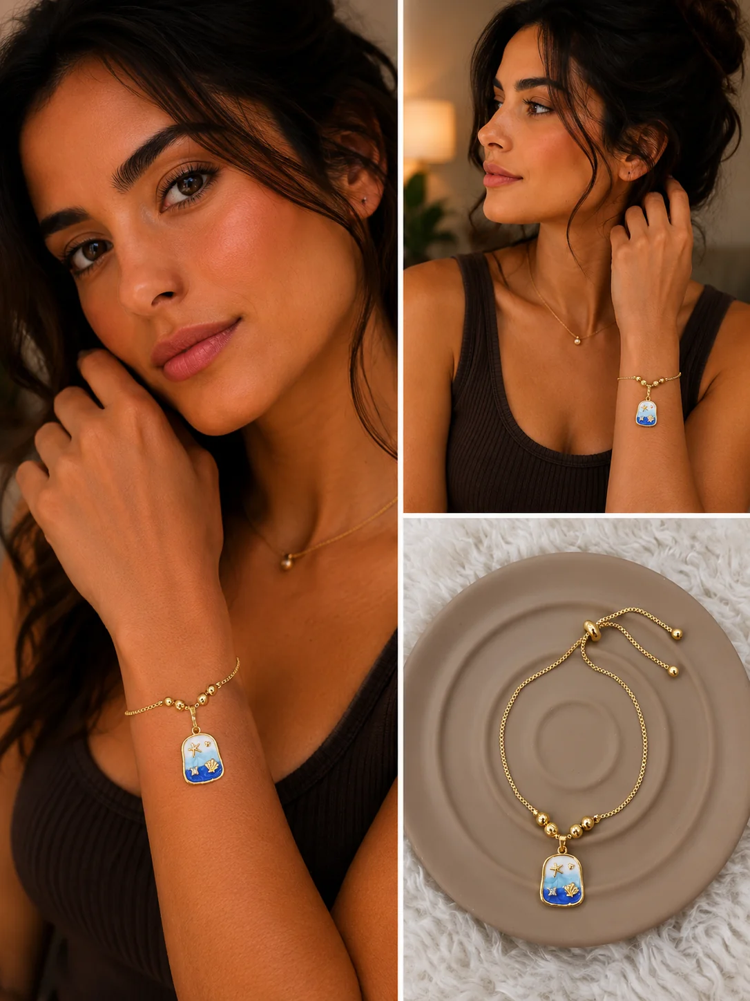 chatgpt-image-22-haz-2026-21-07-45.webp Deniz Temalı Mineli Gold Asansörlü Bileklik - Görsel 1