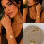 Pembe Deniz Kabuğu Figürlü Gold Asansörlü Bileklik
