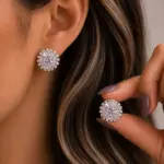 Silver Renk Güneş Işıltısı Taşlı Kadın Küpe