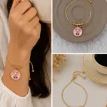 Pembe Çiçek Figürlü Asansörlü Bileklik
