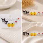 3’lü Sevimli Karakter Figürlü Çocuk Küpe Seti