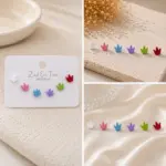 6’lı Renkli Taç Figürlü Çocuk Küpe Seti