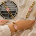 Pembe Kadranlı Gold Zincir Kordon Kadın Kol Saati