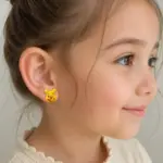 Sarı Ayıcık Figürlü Mıknatıslı Çocuk Küpesi