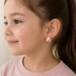 Pembe Tavşan Figürlü Çocuk Küpesi
