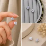 Silver Renk Yuvarlak Tektaş Küpe