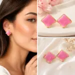 Pembe Gold Detaylı Küpe