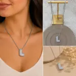 Zirkon Taşlı L Harf Kolye Silver Renk
