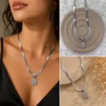 Zirkon Taşlı R Harf Uçlu Yılan Zincir Silver Renk Kolye