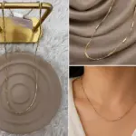 İnce Zincir Detaylı Gold Kolye