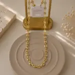Xuping Oval Halka Detaylı Gold Zincir Kolye