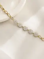 Çiçek Formlu Taşlı Gold Bileklik - Görsel 4