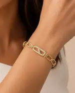 Sonsuzluk Figürlü Taşlı Gold Bileklik