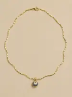 Mavi Nazar Boncuğu Figürlü Gold Choker Kolye