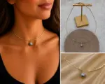Mavi Nazar Boncuğu Figürlü Gold Choker Kolye - Görsel 4