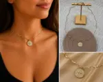 Zirkon Taşlı Kutup Yıldızı Madalyon Gold Choker Kolye - Görsel 4