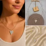 Zirkon Taşlı Kalp Figürlü Gold Renk Zincir Kolye - Görsel 4