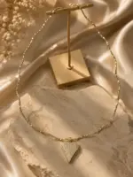 Zirkon Taşlı Kalp Figürlü Gold Renk Zincir Kolye - Görsel 3