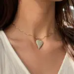 Zirkon Taşlı Kalp Figürlü Gold Renk Zincir Kolye