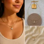 Zirkon Taşlı Mini Yıldız Figürlü Gold Renk İnce Zincir Kolye - Görsel 4