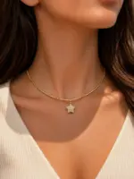 Zirkon Taşlı Mini Yıldız Figürlü Gold Renk İnce Zincir Kolye