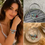 Mavi Sallanan At Charm Detaylı Çelik Kelepçe Bileklik