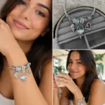 Deniz Kabuğu ve Kalp Charm Detaylı Çelik Kelepçe Bileklik