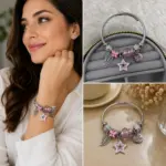 Pembe Yıldız ve Kelebek Charm Detaylı Kadın Bileklik