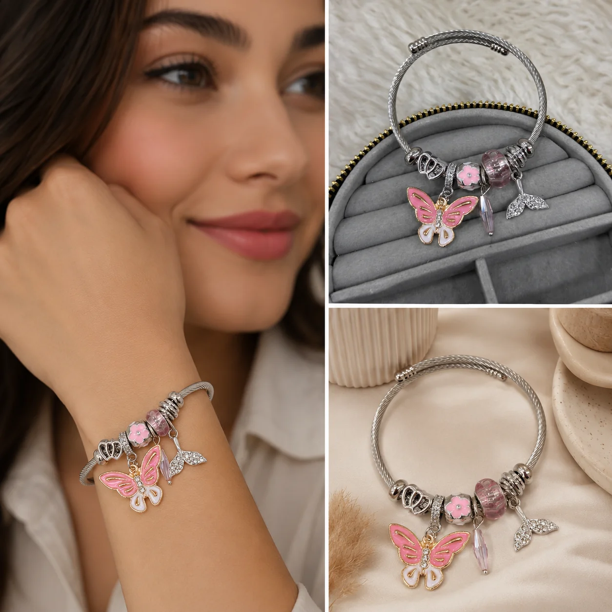 chatgpt-image-5-tem-2026-18-12-20.webp Pembe Kelebek ve Çiçek Charm Detaylı Kadın Bileklik - Görsel 1