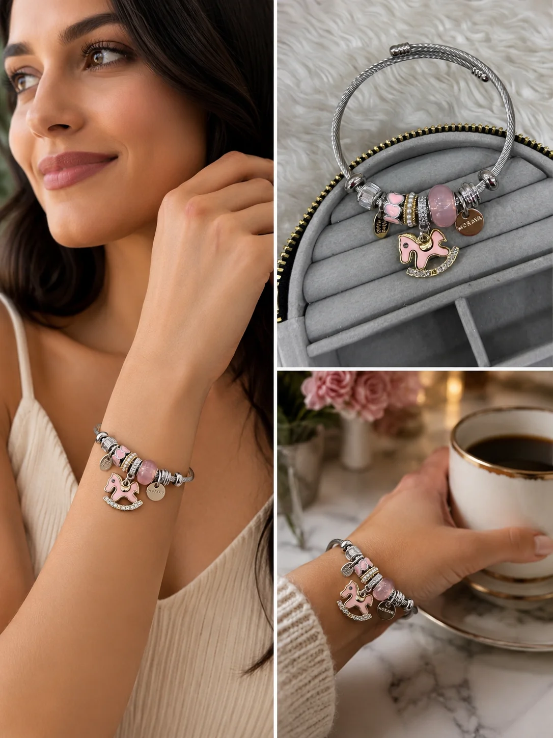 chatgpt-image-5-tem-2026-18-31-55.webp Pembe Sallanan At Charm Detaylı Kadın Bileklik - Görsel 1