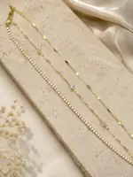 Gold Renk Su Yolu ve Zirkon Taş Detaylı Katmanlı Bileklik - Görsel 2