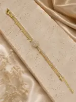 Gold Renk Su Yolu ve Yuvarlak Zirkon Taş Detaylı Katmanlı Bileklik - Görsel 3