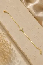 Gold Renk Zirkon Taşlı Yıldız Figürlü Minimal Bileklik - Görsel 3