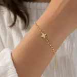 Gold Renk Zirkon Taşlı Yıldız Figürlü Minimal Bileklik