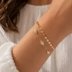 Gold Renk Su Yolu ve Pul Zincir Detaylı Katmanlı Bileklik