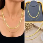 Gold İkili Yassı Zincir Kolye