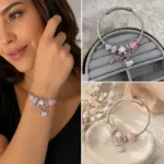 Pembe Kuğu Charm Detaylı Gümüş Renk Kadın Charm Bileklik