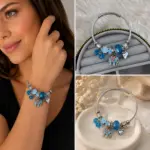 Mavi Fil Charm Detaylı Gümüş Renk Kadın Charm Bileklik