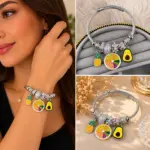Meyve Figürlü Charm Detaylı Gümüş Renk Kadın Charm Bileklik