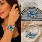 Mavi Kelebek Charm Detaylı Gümüş Renk Kadın Charm Bileklik