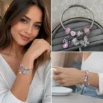 Pembe Kelebek ve Deniz Kabuğu Charm Detaylı Gümüş Renk Kadın Charm Bileklik