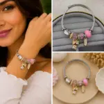 Pembe Kedi Figürlü Charm Detaylı Gümüş Renk Kadın Bileklik