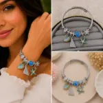 Deniz Yıldızı ve Deniz Kabuğu Charm Detaylı Gümüş Renk Kadın Bileklik