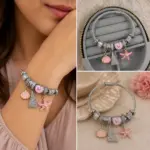 Pembe Deniz Temalı Charm Detaylı Kablo Model Kadın Bileklik