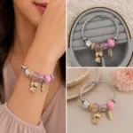 Pembe Hello Kitty Figürlü Charm Detaylı Kablo Model Kadın Bileklik