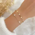 Gold Renk Yıldız Figürlü Taşlı Bileklik
