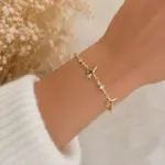 Gold Renk Yıldız Figürlü Taşlı Bileklik