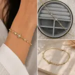 Gold Renk Kare Taşlı Yıldız Detaylı Bileklik - Görsel 4